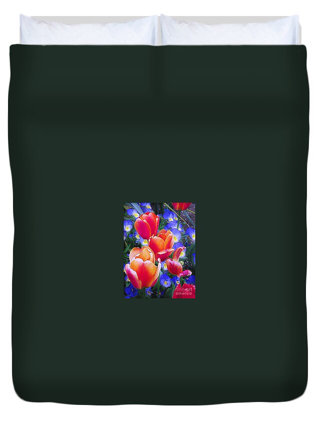 Tulips Duvet Cover featuring the photograph Shining Bright by Rory Siegel