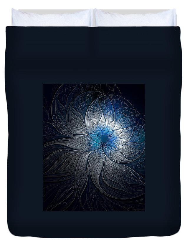 Digital Art Duvet Cover featuring the digital art Silver and Blue by Amanda Moore