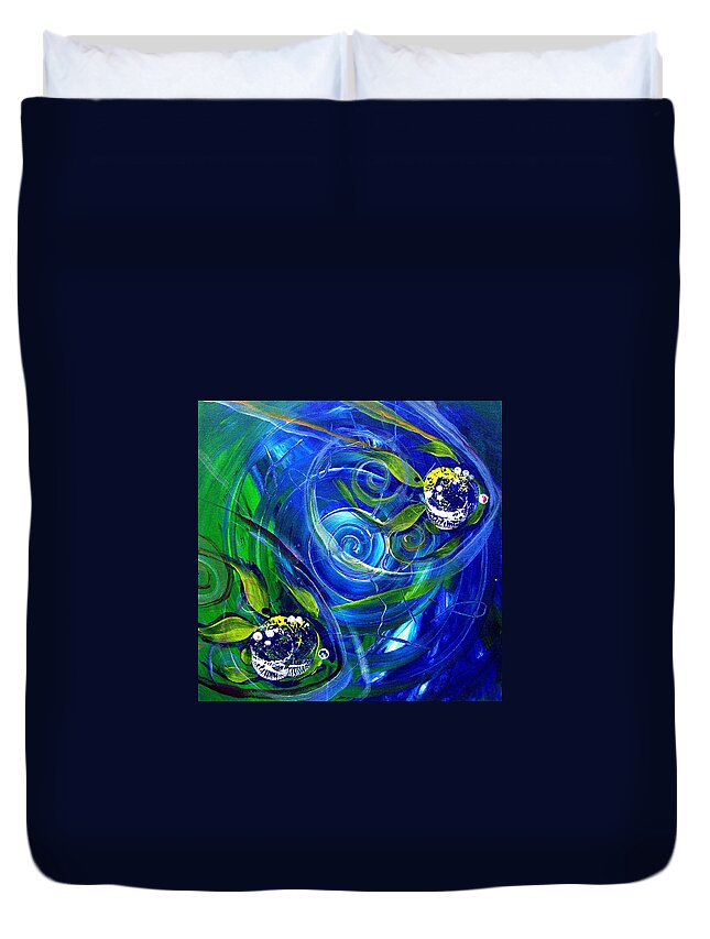 Fish Duvet Cover featuring the painting Six Subtle Ups and Downs 3 by J Vincent Scarpace