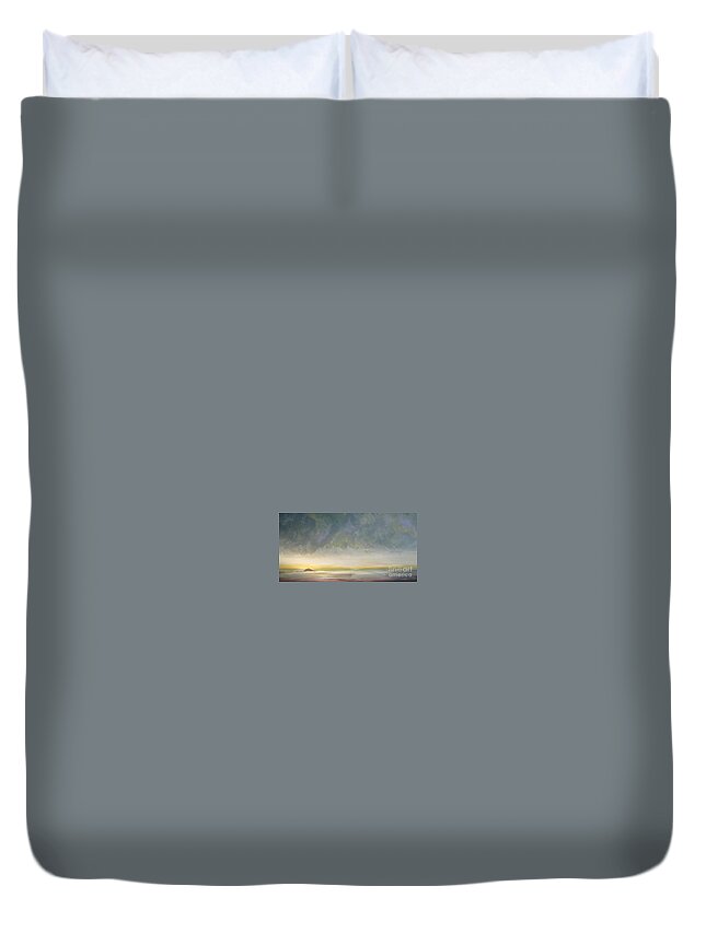 Skaket Beach Duvet Cover featuring the painting Skaket - Waiting on the Storm by Jacqui Hawk