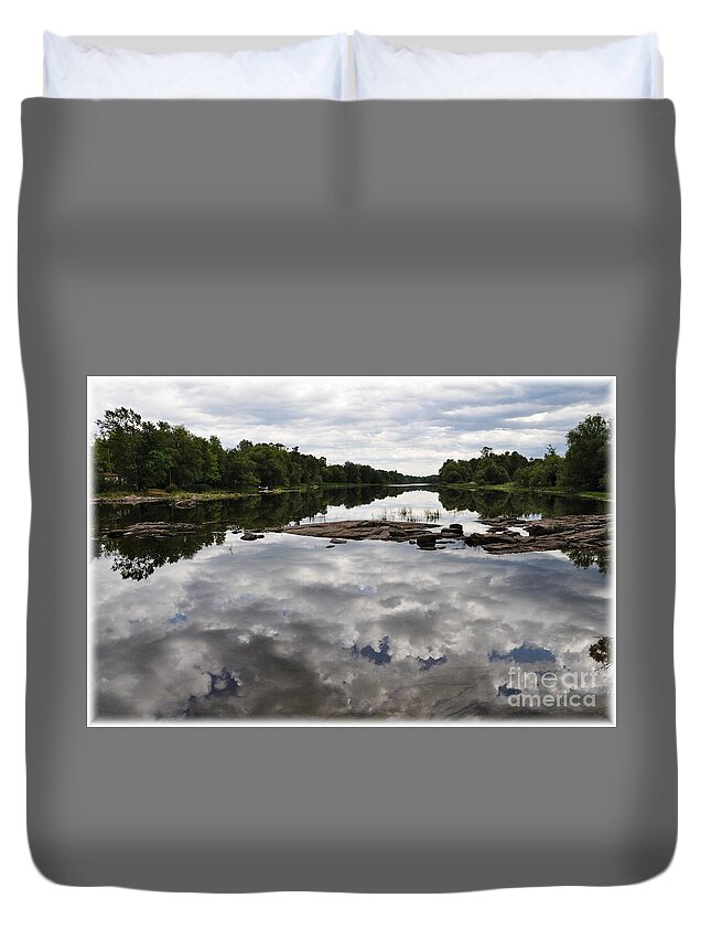 Reflection Duvet Cover featuring the photograph Sky in the Water by Cheryl Baxter