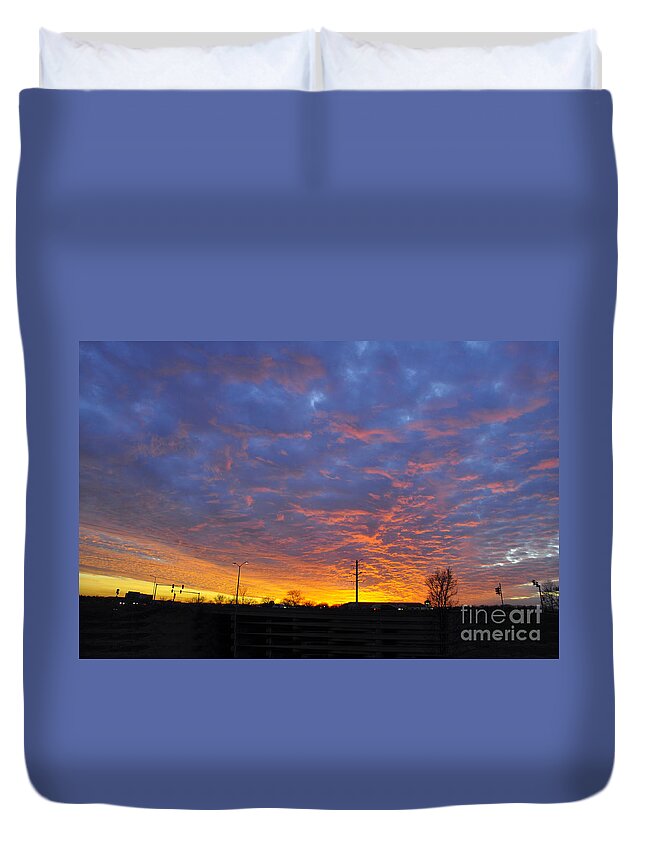 Red Sky Duvet Cover featuring the photograph Sky on Fire by Dejan Jovanovic