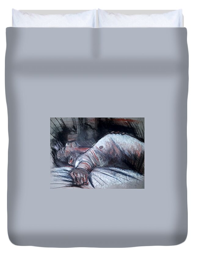  Duvet Cover featuring the drawing Sleep by John Gholson
