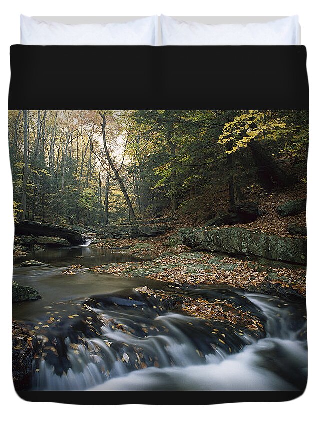 Mp Duvet Cover featuring the photograph Small Waterfall On Hunting Creek by Gerry Ellis