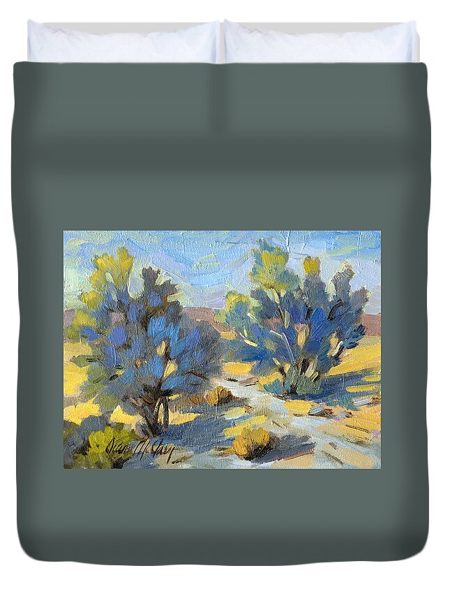 Smoketrees Duvet Cover featuring the painting Smoketrees Light and Shadow by Diane McClary