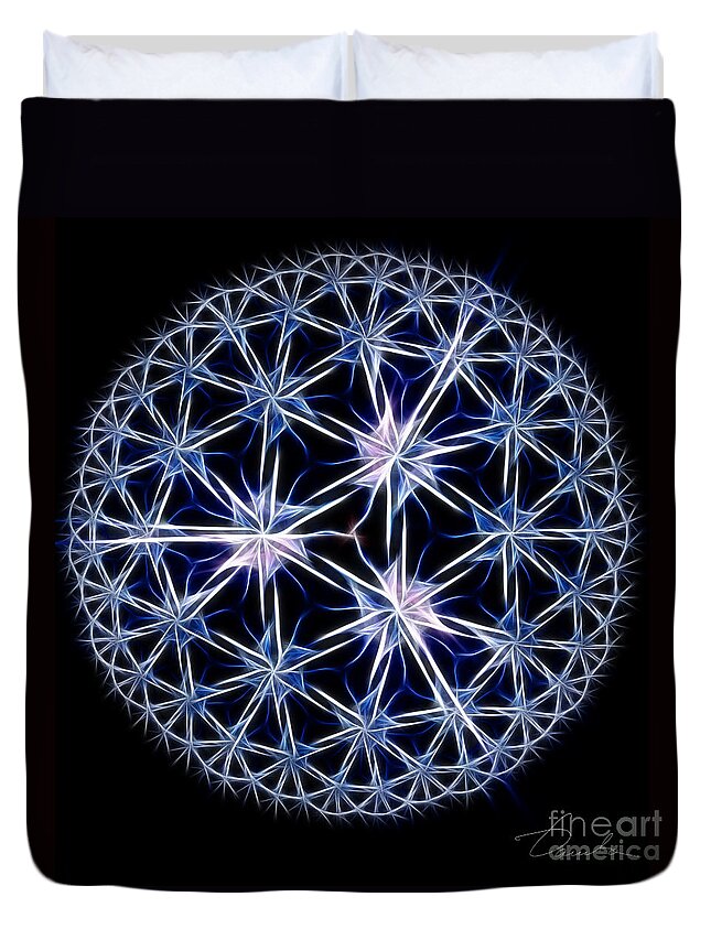 Mandala Duvet Cover featuring the digital art Snowflakes by Danuta Bennett