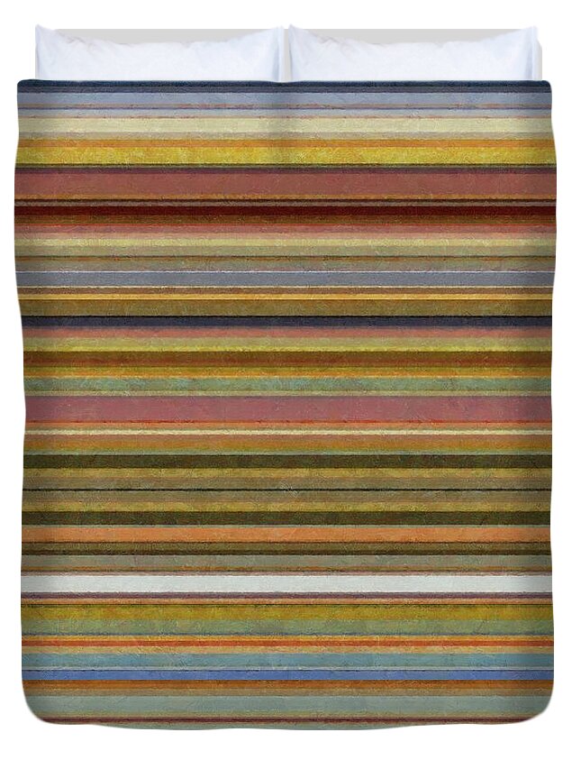 Textured Duvet Cover featuring the painting Soft Stripes l by Michelle Calkins
