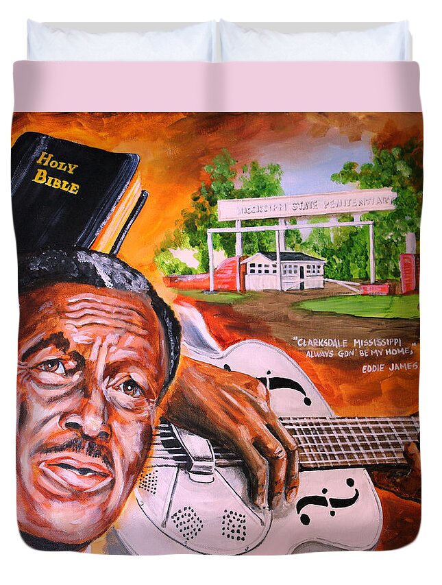 Son House Duvet Cover featuring the painting Son House by Karl Wagner