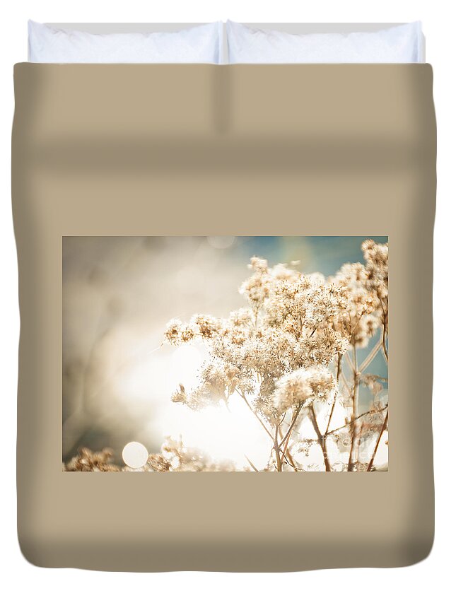 Landscape Duvet Cover featuring the photograph Sparkly Weeds by Cheryl Baxter