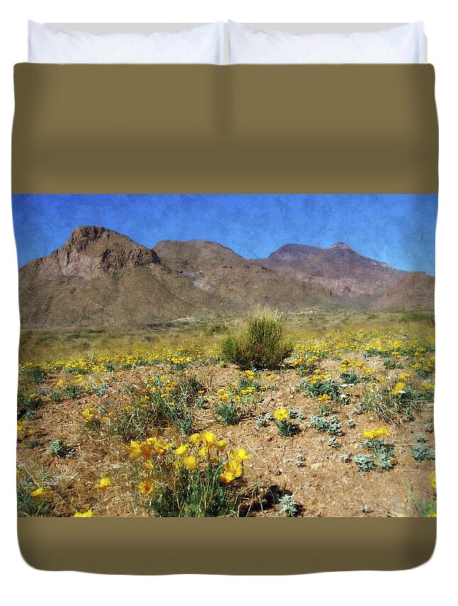 Poppy Duvet Cover featuring the photograph Spring Bloom Franklin Mountains by Kurt Van Wagner