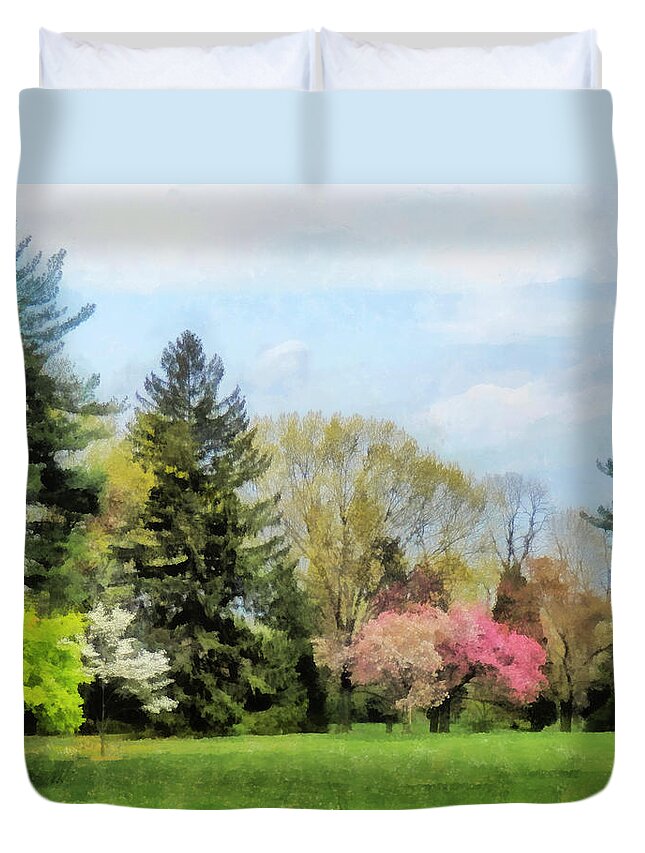 Spring Duvet Cover featuring the photograph Spring Landscape by Susan Savad