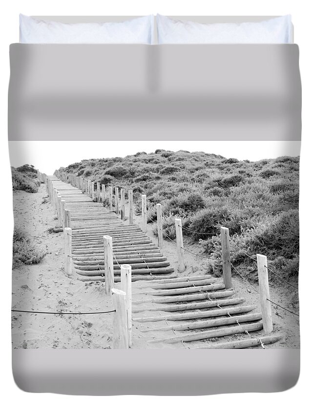 Baker Beach Duvet Cover featuring the photograph Stairs at Baker Beach by Shane Kelly