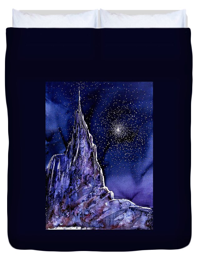 Star Duvet Cover featuring the painting Starscape by Frank SantAgata