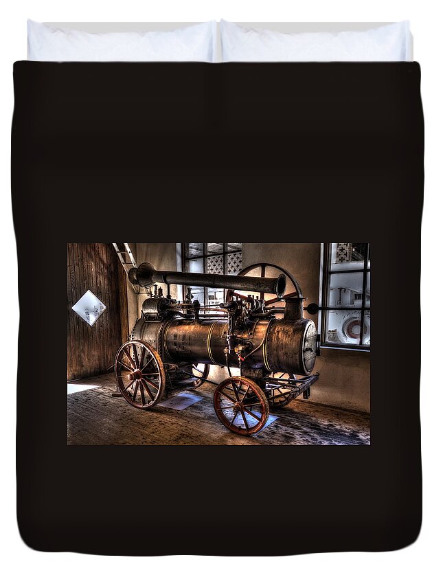 Steam Duvet Cover featuring the photograph Steam engine by Ivan Slosar