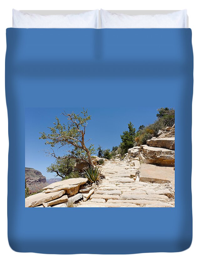 Trail Duvet Cover featuring the photograph Steps on the Hermit's Rest Trail II by Julie Niemela