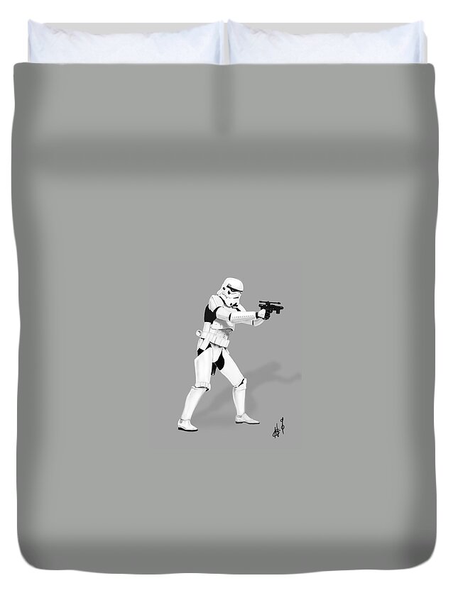 Storm Trooper Duvet Cover featuring the digital art Storm Trooper Digital Drawing by Nicholas Grunas