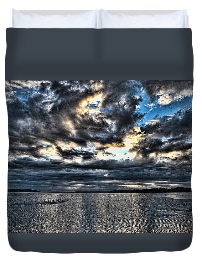Clouds Duvet Cover featuring the photograph Stormy Morning by Ron Roberts