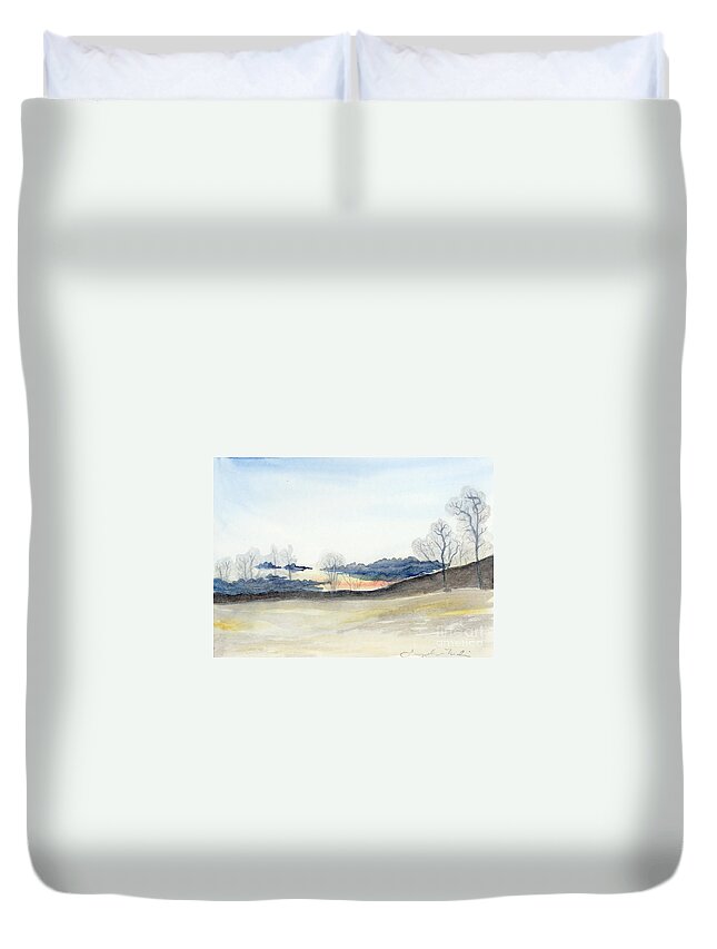 Winter Duvet Cover featuring the painting Stormy Sky by Jackie Irwin