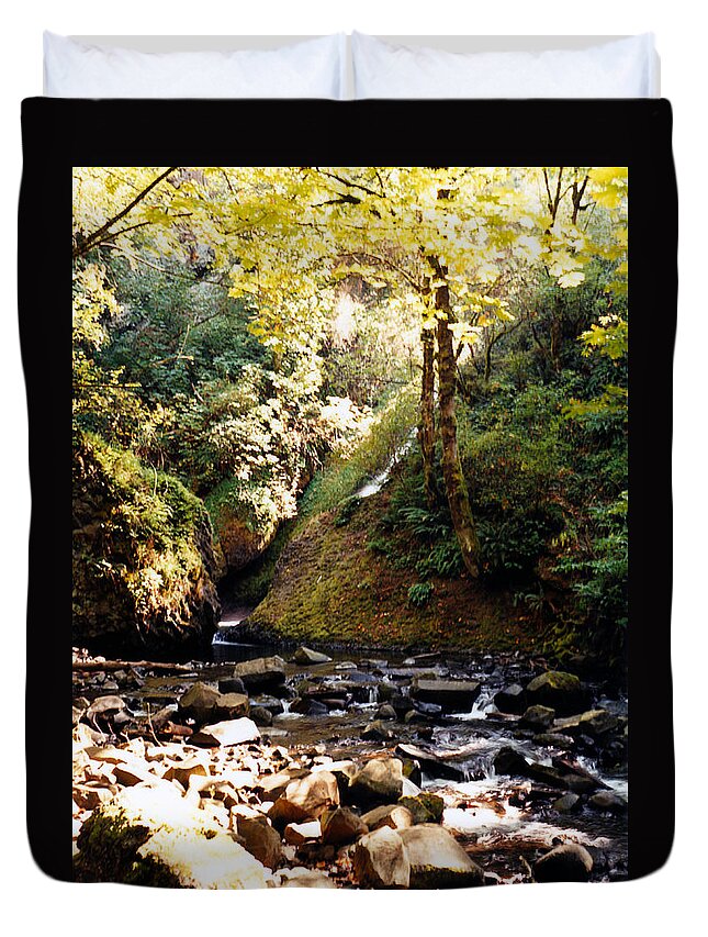Forest Duvet Cover featuring the photograph Stream Bed Oregon by Maureen E Ritter