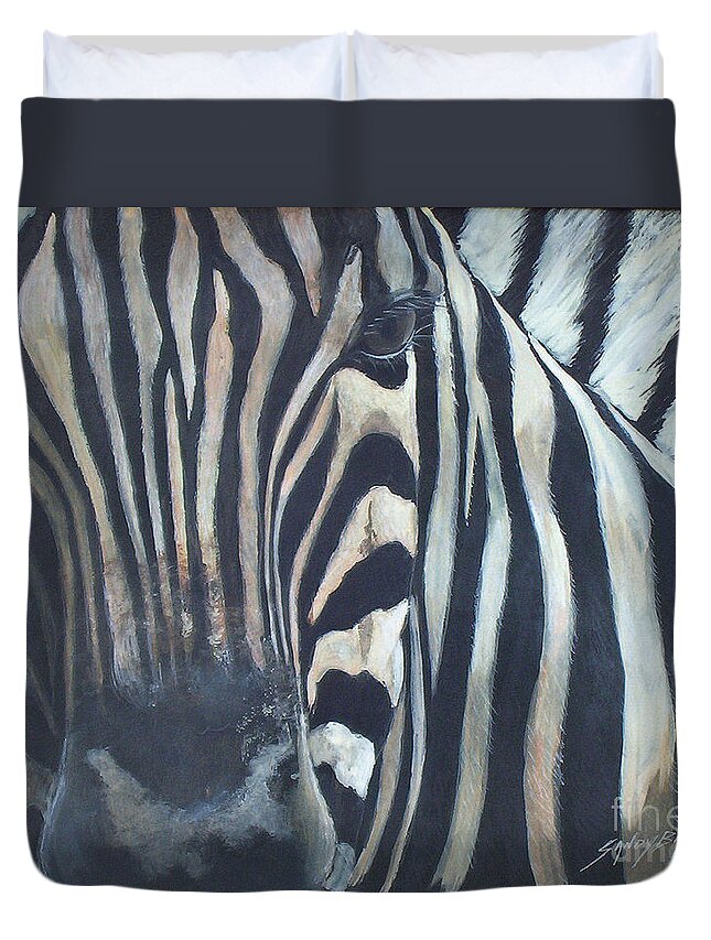 Watercolor Duvet Cover featuring the painting Stripes...SOLD by Sandy Brindle