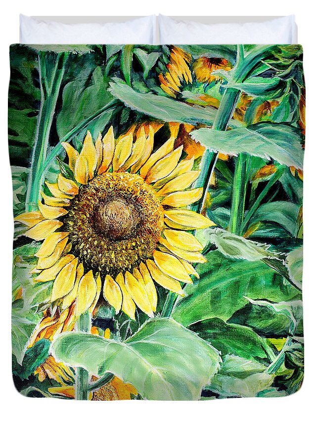 Landscape Duvet Cover featuring the painting Sunflower by Karl Wagner