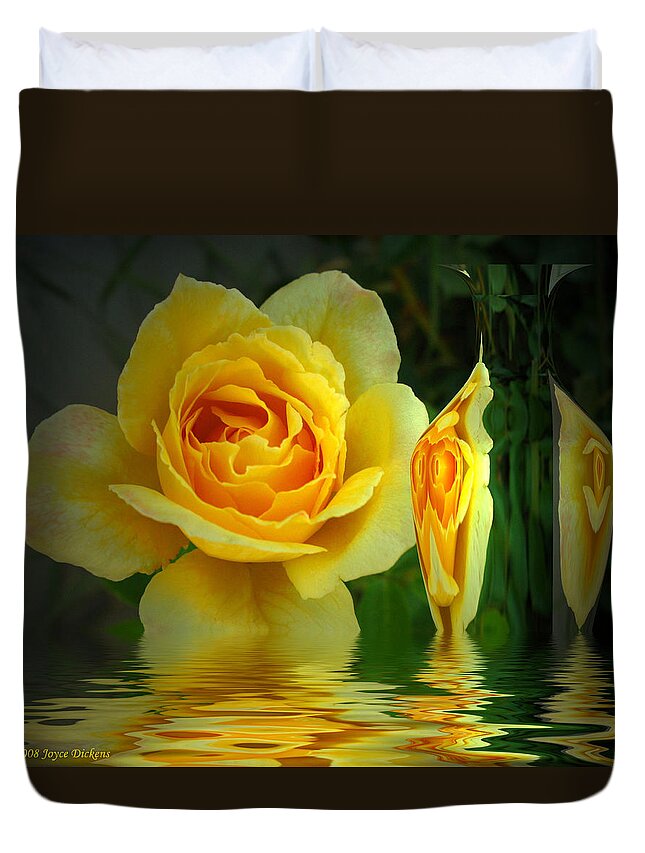 Rose Duvet Cover featuring the digital art Sunny Delight And Vase 2 by Joyce Dickens