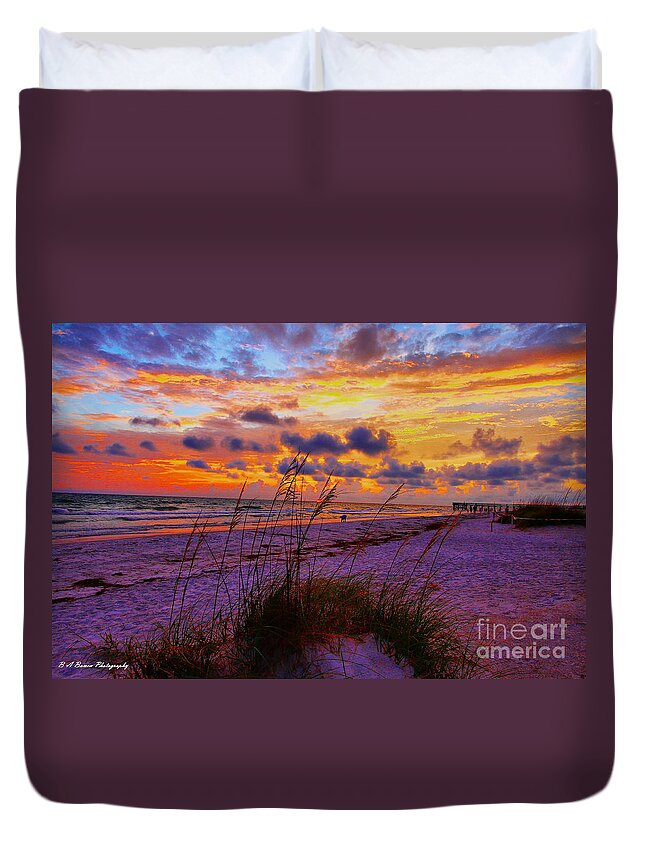 Senset Duvet Cover featuring the photograph Sunset over Indian Shores by Barbara Bowen
