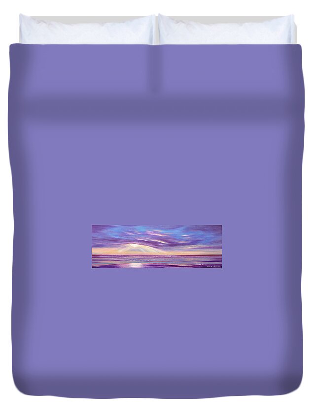 Sunset Duvet Cover featuring the painting Sunset Spectacular - Panoramic Sunset by Gina De Gorna