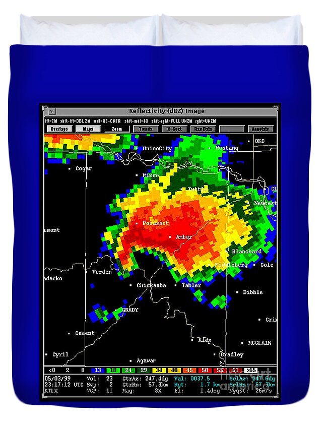Science Duvet Cover featuring the photograph Supercell With Hook Echo, Radar by Science Source