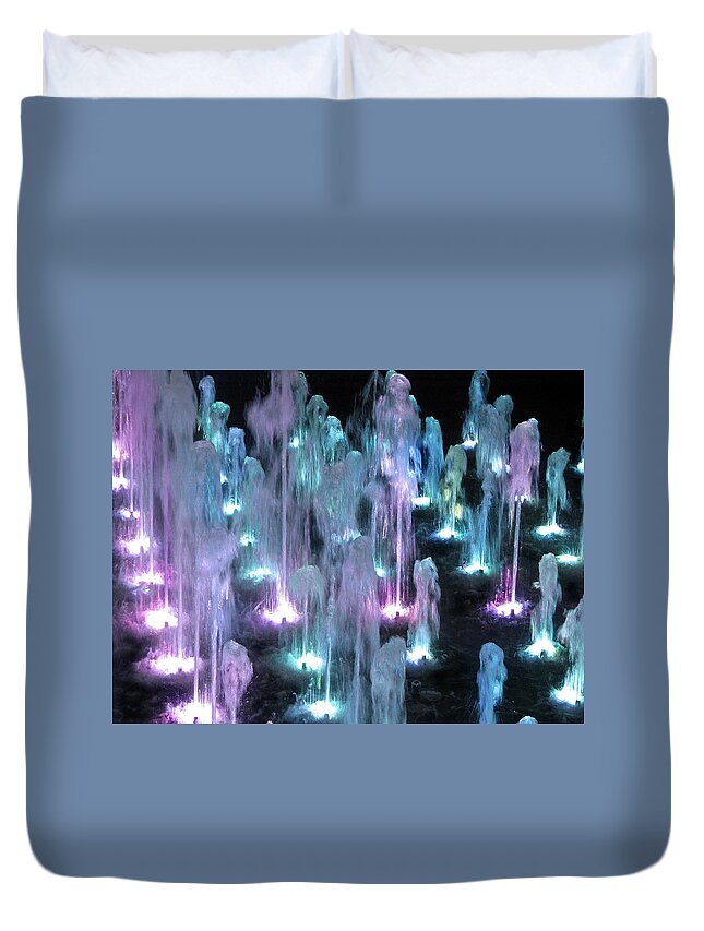 Fountain Duvet Cover featuring the photograph Symphony of color by Clara Sue Beym