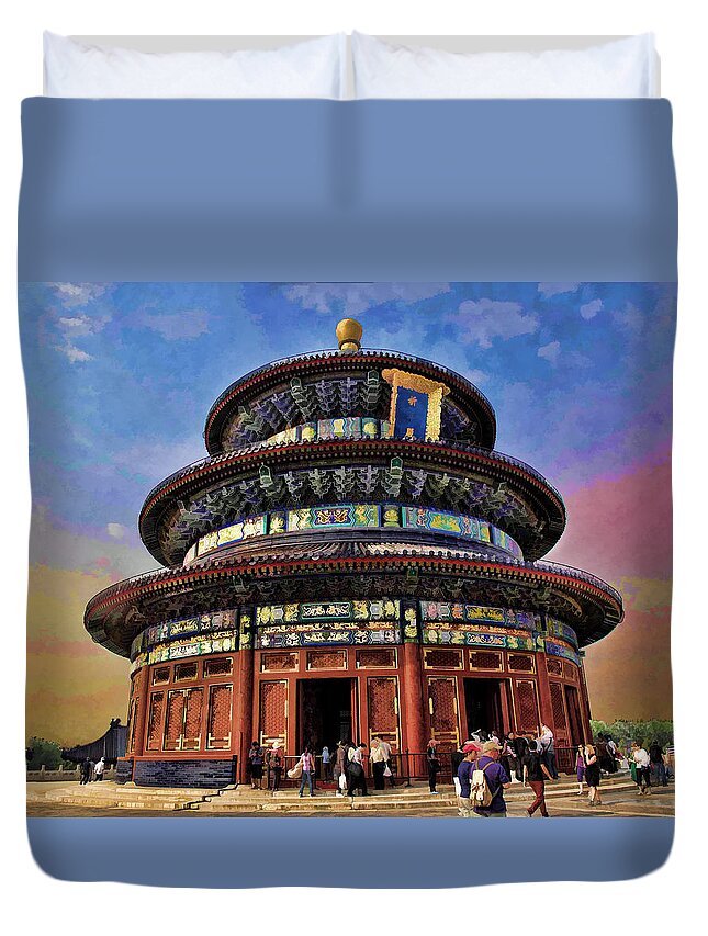 Asia Duvet Cover featuring the photograph Temple of Heaven - Beijing China by Helaine Cummins