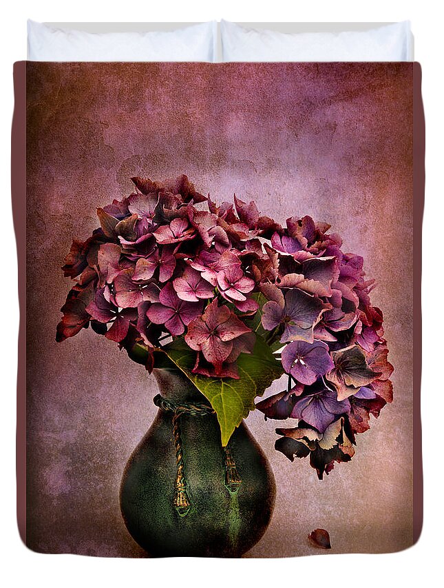 Hydrangea Duvet Cover featuring the photograph Textured Hydrangea by Ann Garrett