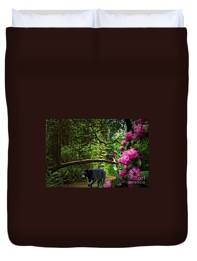 Mountain Duvet Cover featuring the digital art The Bear Went Over the Mountain by Lianne Schneider
