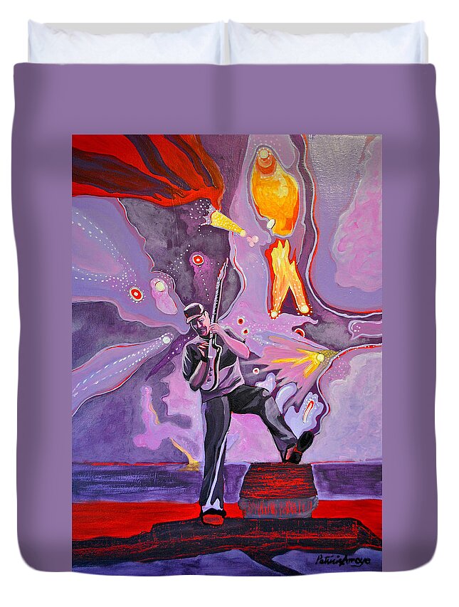 Umphrey's Mcgee Duvet Cover featuring the painting The Big Blowout by Patricia Arroyo