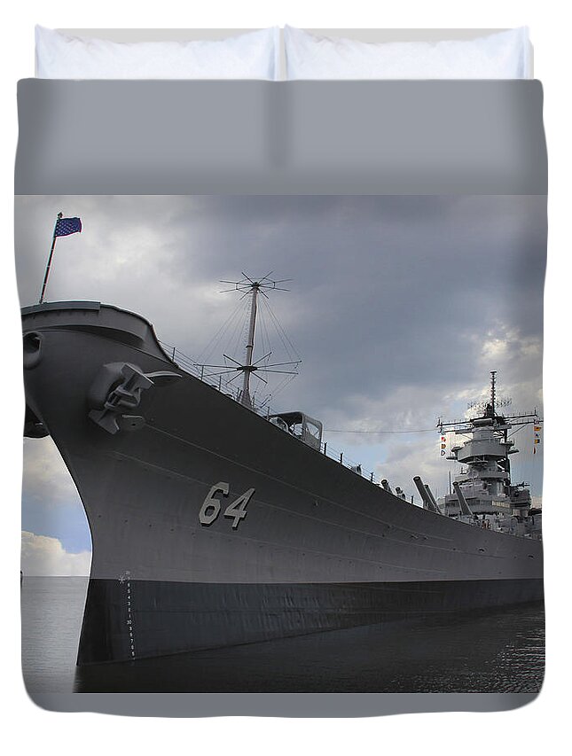 Battleship Duvet Cover featuring the photograph The Calm Before the Storm by Mike McGlothlen