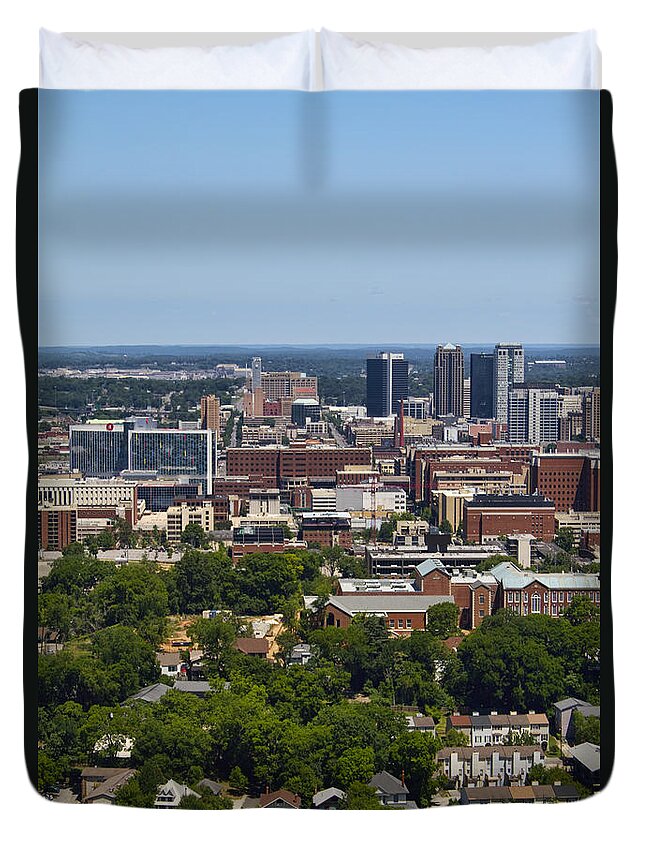 Birmingham Duvet Cover featuring the photograph The City Of Birmingham Alabama USA Vertical by Kathy Clark