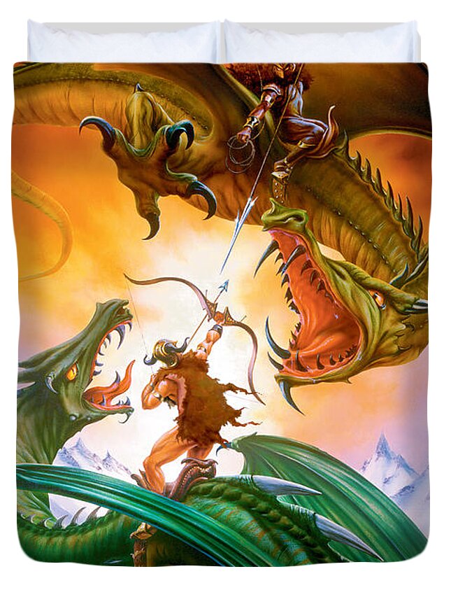 Dragon Duvet Cover featuring the photograph The Duel by MGL Meiklejohn Graphics Licensing