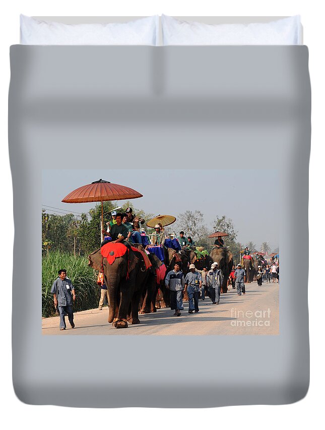 Elephants Duvet Cover featuring the photograph The Elephant Parade by Vivian Christopher