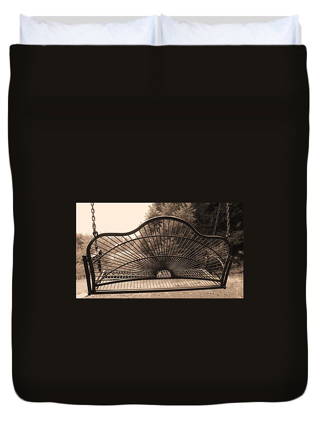 Swing Duvet Cover featuring the photograph The Garden Swing by KATIE Vigil