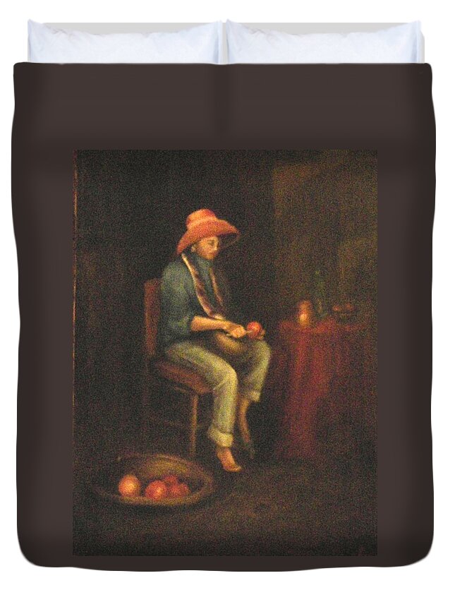  Duvet Cover featuring the painting The Girl by Jordana Sands