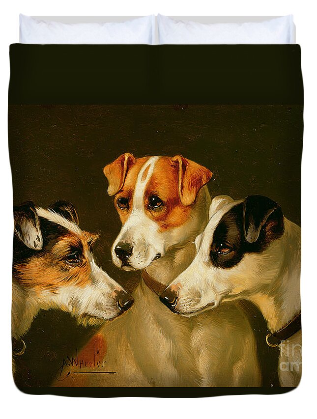 Dog Duvet Cover featuring the painting The Hounds by Alfred Wheeler