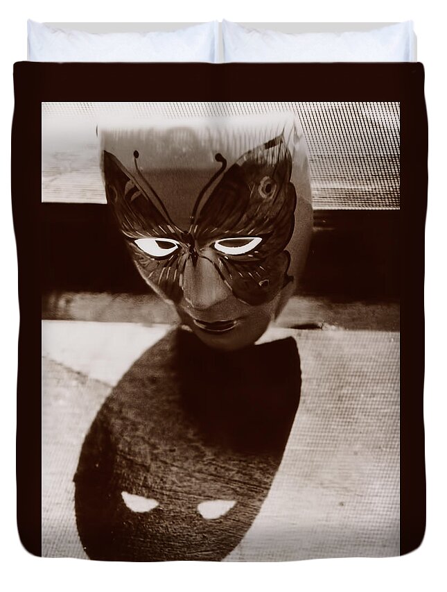 Mask Duvet Cover featuring the photograph The Mask by Kevin Duke