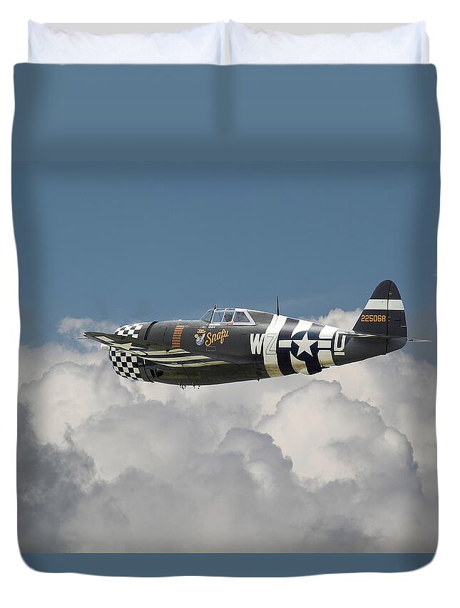 Aircraft Duvet Cover featuring the photograph P47 Thunderbolt - The Mighty Jug by Pat Speirs