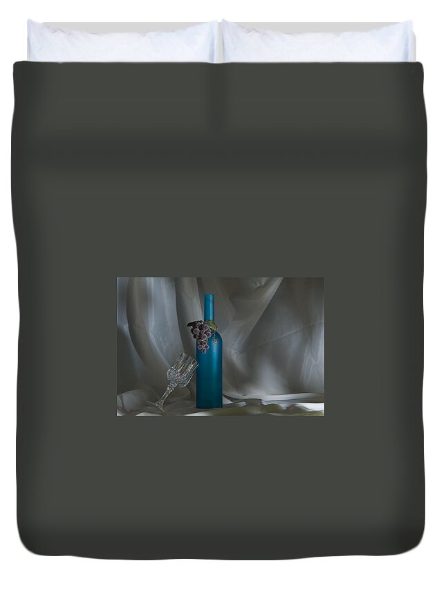 Wine Bottle Duvet Cover featuring the photograph The morning after by Steven Richardson