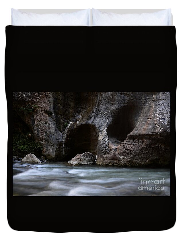 Virgin River Duvet Cover featuring the photograph The Narrows Virgin River Zion 6 by Bob Christopher
