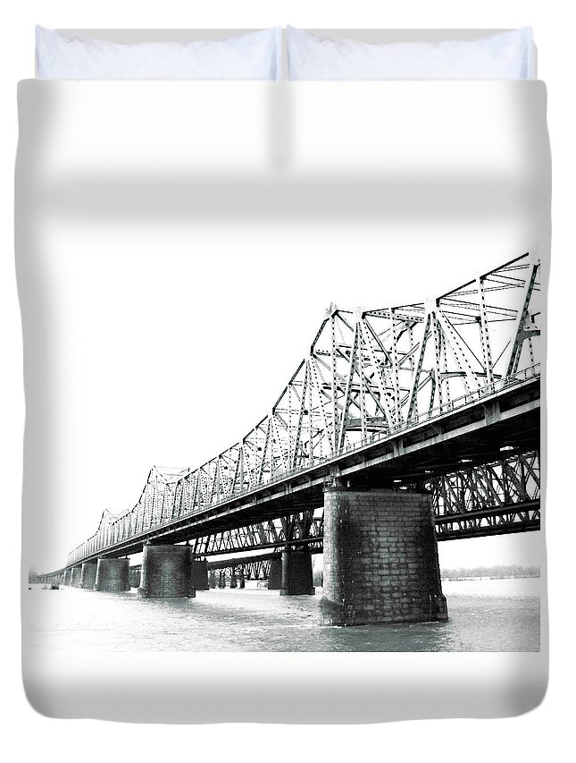 River Duvet Cover featuring the photograph The Old Bridges at Memphis by Lizi Beard-Ward