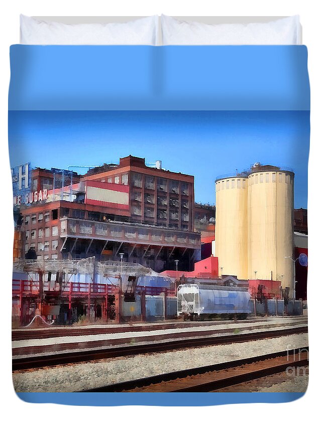 Transportation Duvet Cover featuring the photograph The Old C and H Pure Cane Sugar Plant in Crockett California . 5D16770 by Wingsdomain Art and Photography