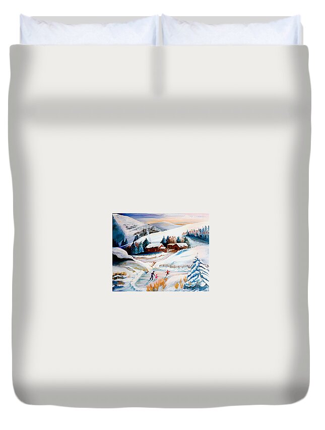 Children Duvet Cover featuring the photograph The Pond in Winter by Renate Wesley