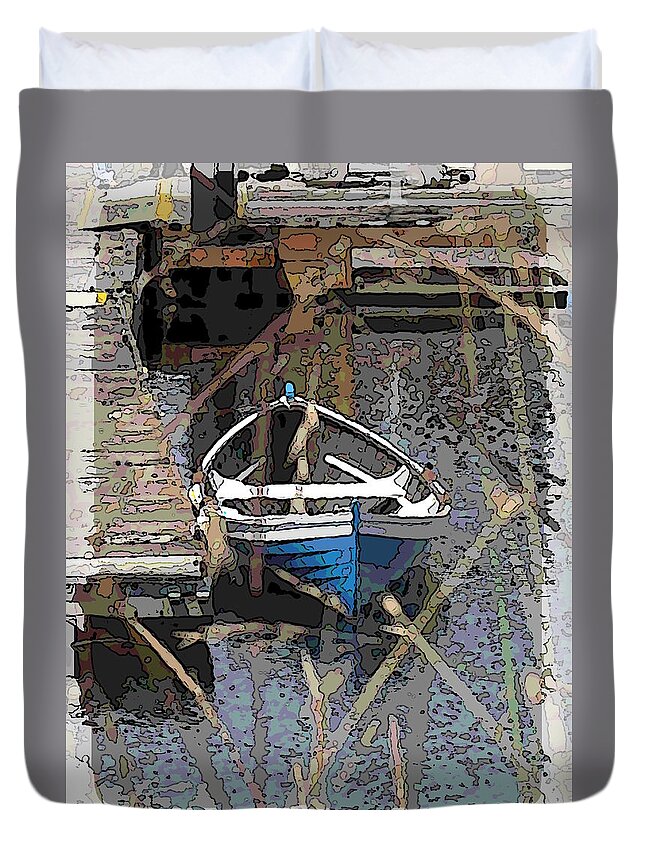 Boat Duvet Cover featuring the digital art The Rowboat by Tim Allen