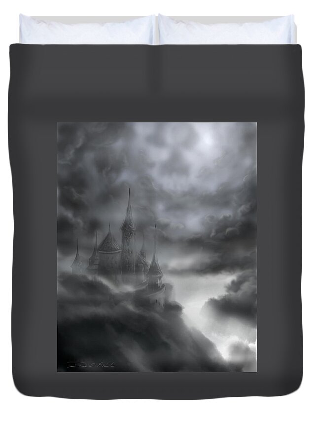Castle Duvet Cover featuring the painting The Skull Castle by James Hill